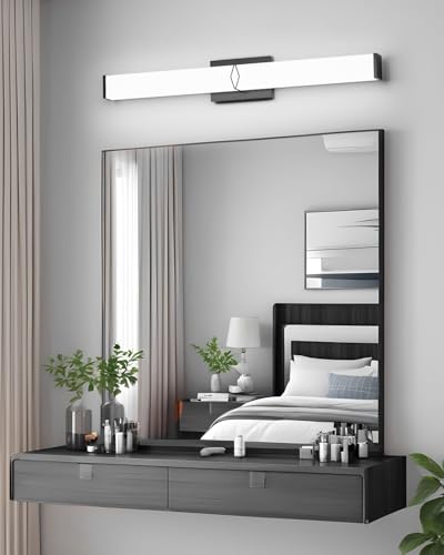 Image of Bathroom Light Fixtures,Modern Bathroom Vanity Light,40inch Dimmable 40W 3600lm Black LED Vanity Lights Bar Over Mirror,5700K LED Lighting Fixture,ETL Certified