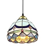 BAYCHEER Tiffany Style Stained Glass Classic Blue Mini Pendant Light Chandelier Decorative Hanging L
