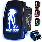 20A 12V Rocker Switch ON/OFF Blue LED Backlit - Whip Light - UTV, Auto, Boat [5359-B2]