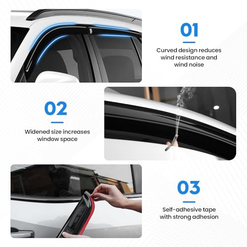 Image of Trax Rain Guards - Window Visors for Chevrolet Chevy Trax 2024 2025 2026, Out-Channel Side Window Rain Guards for Trax Accessories, 4PCS, Black, Car Accessories