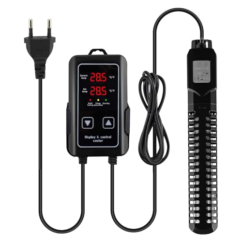 Nastopee Aquarium Heizung, 500W Einstellbare Aquarium Heizstab mit Externem Digitalanzeige LED Controller, Übertemperaturschutz, Heizung für Aquarien für Salz- und Süßwasser(100-300L)
