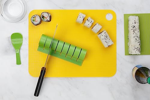 Roll Model Sushi Sushi Making Kit - Silicone Mat, Rice Paddle, Cutting Mold, Recipe Book (7x7 Inch, Green, Solid, Dishwasher Safe, Sushi Making Plate) by Roll Model Sushi - Used condition - Image 7