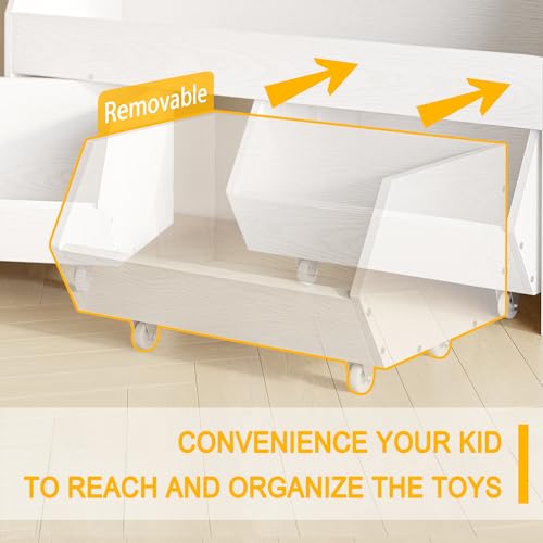 Toy-Storage-Organizer-for-Kids-Toy-Storage-Cabinet-with-Drawers-Boys-and-Girls-Toy-Shelf-with-Wheels-Toy-Organizer-Kids-Bookshelf-with-Storage-for-Nursery-Playroom-Bedroom-White Toy Storage Organizer for Kids Toy Storage Cabinet with Drawers Boys and Girls Toy Shelf with Wheels Toy Organizer Kids Bookshelf with Storage for Nursery Playroom Bedroom White
