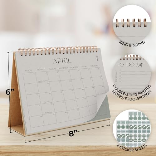 Aesthetic Small 2024-2025 Desk Calendar with Stickers - Runs from ...
