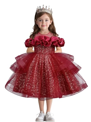 Girls Sequin Dress Sparkly Flower Girl Dress Pageant Girl Dress Wedding Party Birthday Ball Gown 5-12Y