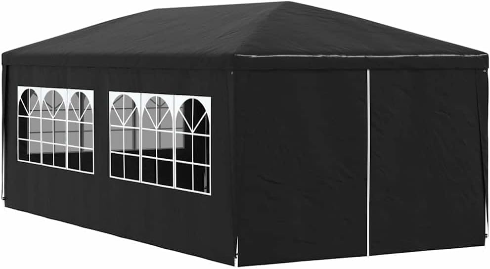 vidaXL Outdoor Canopy Party Tent 118.1" x 236.2", UV & Water-Resistant PE, Rust-Resistant Steel Frame, Windows & Zippered Door, Perfect Tent for Garden Parties & Backyard Events, Anthracite