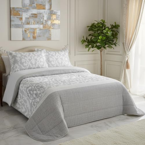 HaraDeco Edredón Sherpa Reversible Invierno 280x270 cm - Colcha Térmica con Borreguito 430gr para Cama 180, Boutí Estampado Incluye Fundas Almohada 50x70 cm para Entretiempo y Inviernos
