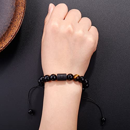 Zodiac Bracelet For Men Women 10Mm Natural Black Onyx Stone Star Sign Constellation Horoscope Bracelet Gifts (Taurus) #TOP5