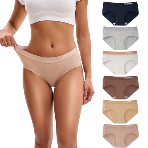 INNERSY Women's Underwear Cotton Hipster Panties Mid Rise