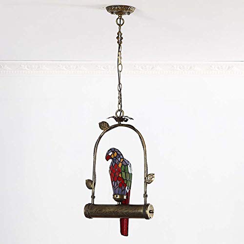 Lustre perroquet en vitrail pour une douce ambiance rétro nostalgique