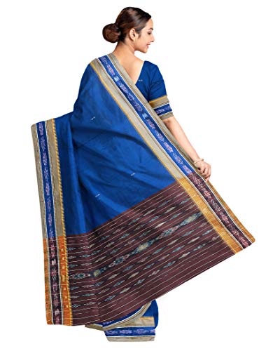 Image of Odisha Sambalpuri Handloom Ikat Women's Cotton Saree, Odisha Handloom Handmade Pure Cotton Khandua Saree, Ikkat Orissa Traditional Handloom Saree Without Blouse