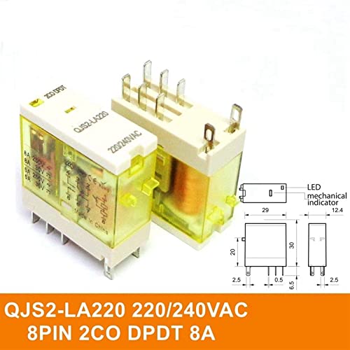 Relais intermédiaire de puissance QJS2 230VAC 8 broches pour tableau