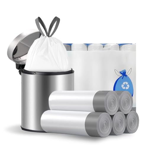 Flintronic 75PCS Bolsa de Basura, 45x50cm 10L Bolsas de Basura Resistentes Antigoteo, Resistentes Bolsas con Cinta de Cierre, para Residuos de Alimentos, Hogar, Jardín, Cocina, Oficina(Blanco)