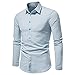Chemise longue solide couverte décontractée bouton hommes manches col haut demi-hommes chemises chemise imprimé hommes hommes, bleu ciel, XXL
