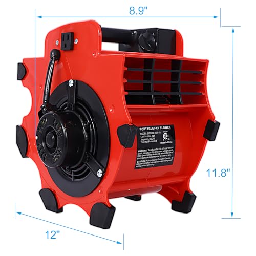 Heavy Duty Floor and Carpet Dryer, 3 Speed Motor with Overload Protection, Portable Drying Blower Fan with 4 Different Angle