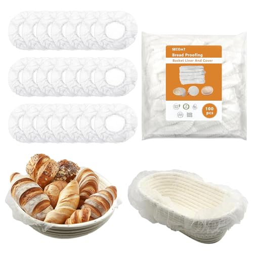 100 Pcs Bread Banneton Liner, 21 Banneton Bread Proofing Basket Non Woven Liners,Bread Proofing Cover, Elastic Banneton Basket Liner, Sourdough Bread Baking Supplies