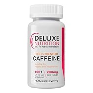 Deluxe Nutrition 200mg Caffeine Tablets - Pack of 100 - Suitable for Vegetarians and Vegans