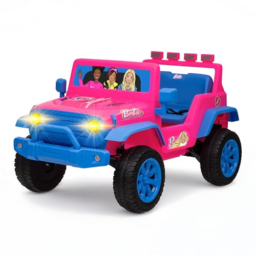 Barbie - 12V Kids Ride-On Jeep with Rechargeable Battery and LED Headlights