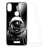 ESCAMOT Bedruckte Hülle + 2 Glas Schutzfolie Kompatibel mit Wiko View Max, Stoßfeste Weiche Cover & HD Klare Tempered Glass Folie (Astronaut)