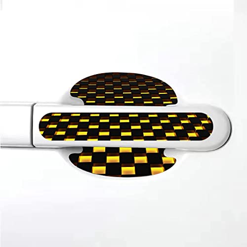 Image of CVANU Car Door Handle & Door Bowl Pack of 8 Anti-Scratch Guard Protective Cover Yellow-Black Mat Look Self-Adhesive Vinyl Sticker Cv7