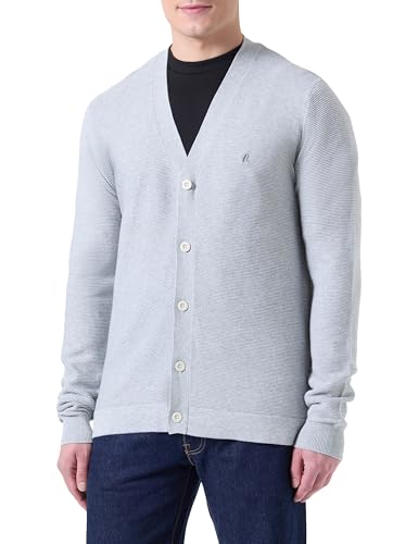 Replay Chaqueta de Punto para Hombre de Corte Regular de algodón con Botones, M03 Grey Melange, M