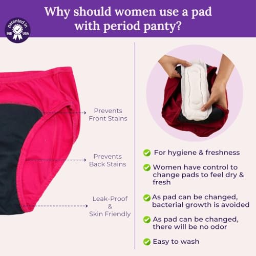 Image of ADIRA | Period Panty for Women | Hipster Fit Leakproof Panty for Periods | for School, Travel & Work | Low to Medium Flow | Use with Pad | Leakproof & Breathable | Pack of 1