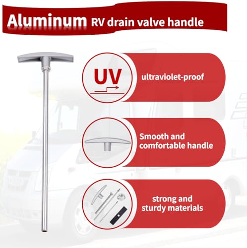 Image of 9 inch&6 inch RV Sewer Valve Handle Replacement Kit,RV Waste Valve Handle Replacement, RV Dump Valve Handle Replacement Set,Replaces Tank Valve Handle,Fits RV Grey Water Valve & RV Black Tank Valve
