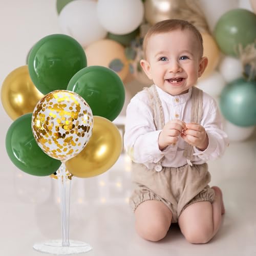 Image of TONIFUL 4 Set Sage Green Gold Balloon Stand Balloon Centerpieces for Table