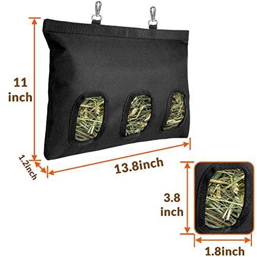 Rabbit Hay Feeder, Bunny Hay Bag For Rabbits, 3 Holes Large Capacity 600D Oxford Cloth Fabric Hanging Hay Feeder Bag For Small Animal (Black) #TOP1