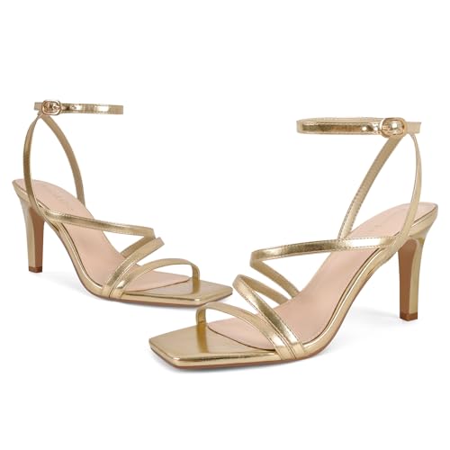 Strappy Heels for Women High Heels Ankle Heeled Square Open Toe Comfortable Sandals Strap Dress Shoes for Party Wedding3