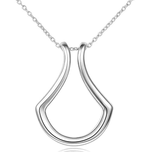 Ring Holder Pendant Necklace for Women Gold-Toned Chain, Magic Ring Storage Ring Holder Necklace Magic for Wife Girlfriend Doctor Surgeon Nurse Gift Pendant (Silver Fan)