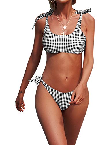 Blooming Jelly Womens Two Piece Swimsuits Tie Knot Padded Push Up Brazilian Thong