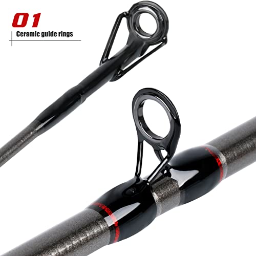 Image of Sougayilang 2PC Fishing Rod Casting Rod-168cm-Black