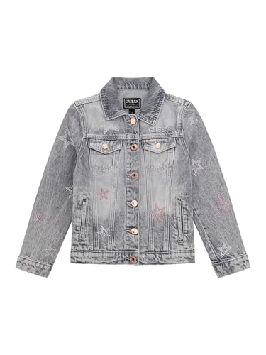 GUESS Girls' Grey Rigid Denim Jacket with Stars3