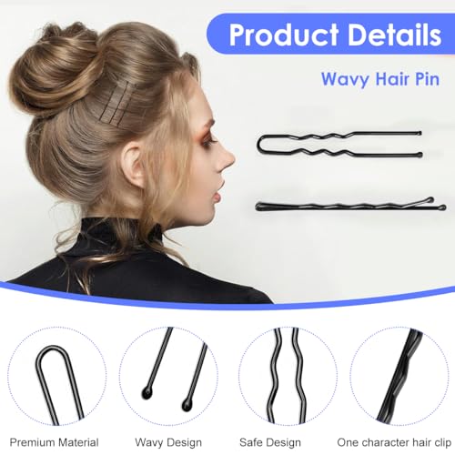 Image of MAYCREATE 300pcs Bobby Pins Hair Pins U Pins with Mini Rubber Hair Ties, Stylish Metal Bobby Pins for Updos, Holding Stray Strands, Hair Accessories Hair Pins for Girls Women, Black