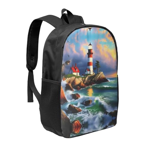 Lighthouse Diamond Painting Print Travel Laptop Backpack,Business Work Bag, Campus Rucksack Book Bag For Men Women2