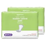 Amazon Basics Incontinence Pads for Women, Postpartum, Bladder Control, Overnight Absorbency, Unscented, with Odor Control, 60 Count (2 Packs of 30)