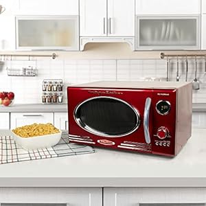 Nostalgia Retro Countertop Microwave Oven, 0.9 Cu. Ft. 800-Watts with LED Digital Display, Child Lock, Easy Clean Interior, Red & RTOV2RR Multi-Functioning Retro Convection Toaster Oven,Metallic Red Nostalgia Retro Countertop Microwave Oven 09 Cu Ft 800 Watts with LED Digital Display Child Lock Easy Clean Interior Red RTOV2RR Multi Functioning Retro Convection Toaster OvenMetallic Red