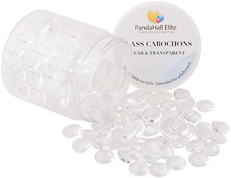 PH PandaHall 240pcs Glass Dome Cabochons 10mm Transparent Glass Cabochons Clear Glass Pebbles Non-calibrated Round for Rings Cameo Pendants Necklaces Bracelets Photo Charms Jewelry