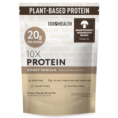 10X Health Vegan Protein Powder - Plant-Based Protein Powder with 20g Protein per Serving - Dairy Free, Gluten Free, Vanilla Flavor, 30 Servings