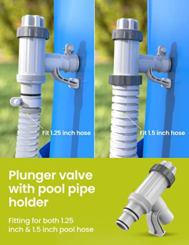 [PATENTED] SUMMERBUDDY Pool Hose Adapter for Above Ground Swimming Pool, Pool Replacement Parts with Plunger Valve and Pool Pipe Holder Pool Pump Parts 2 Pack - Thumbnail 3