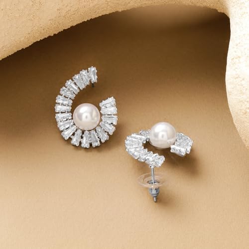 Image of Rubans Stud Earrings American Diamond Zirconia Stylish Jewellery Gift for Women & Girls
