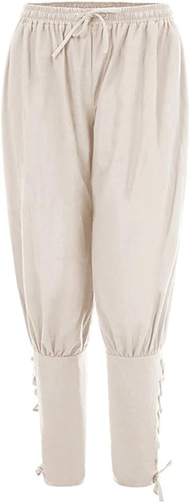 Medieval Shirts Ruffled Gothic Steampunk Pirate Pants Cosplay Costume Mens Tops Pants Lacing Up Shirt