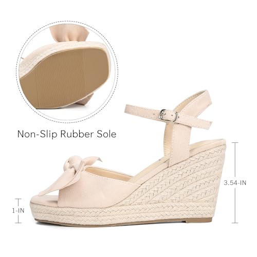 girgod Espadrilles Wedge Sandals for Women Bow Platform Wedges Heels Open Toe Ankle Strap Summer Wedding Wedges2