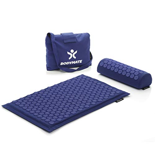 BODYMATE acupressuurmat, acupressuurset incl. nekkussen en transporttas, massagemat voor zelfgenezing, meditatie & ontspanning, therapieapparaat voor thuis