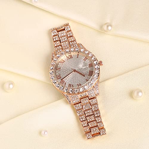 Image of Haute Sauce Women's Embellished Analog Dial with Stainless Steel Strap | Battery Power | Foldover Closure | Quartz Movement | Fashion Wrist Belt Watch for Female and Girls