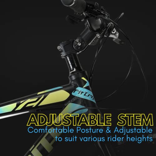 Image of Fittrip Crosstrek Hybrid Cycle | India's Lightest Hybrid | 21 Speed Gearset | Adjustable Stem | Dual Disk Brakes | Yellow-Blue (Large)