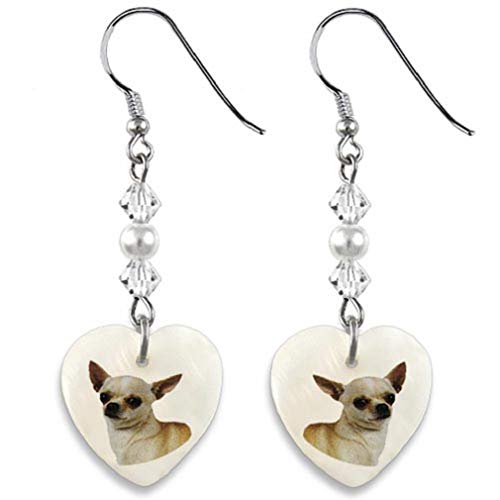 Timest - Chihuahua de pelo corto - Pendientes nácar en forma de Corazón EP0231