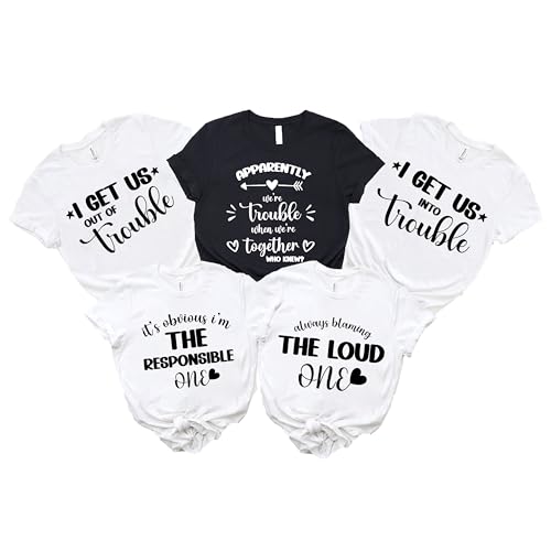 Best Friend Shirts, Matching Best Friend Shirt, Funny, Apparently We're Trouble Shirts, I Get us Into Shirt (Cotton, Design 1)