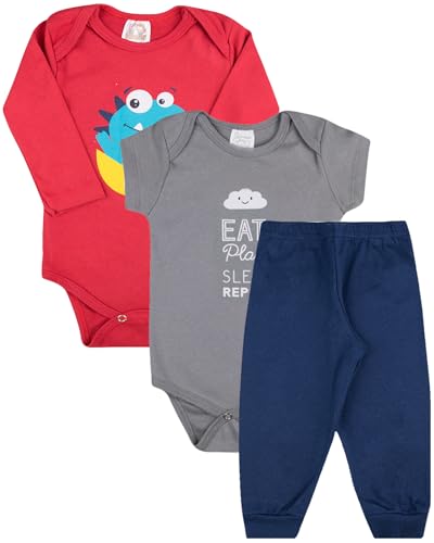 Kit Body Bebê Estampado Manga Longa e Manga Curta com Calça Mijão com 12 Peças Roupa Bebe Algodão pa